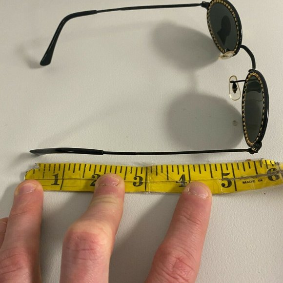 NOS Vintage 90s Gold Beaded Oval Sunglasses Black